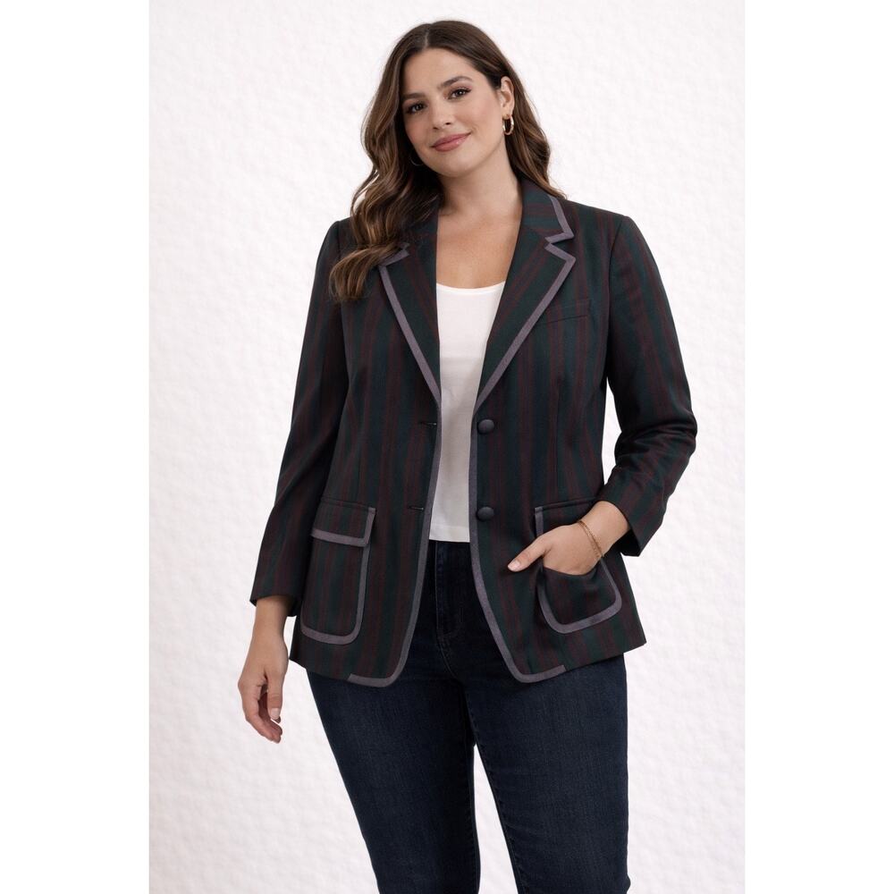 Boy. Band of Outsiders Schoolboy Blazer Green Red Striped Womens 2 US Small (4)